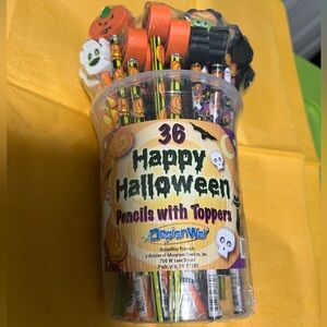 Designware Halloween Pencils with Erasers Toppers - Black, Orange, White